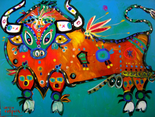 Toro de Quinta Normal Acrylic Canvas Animals