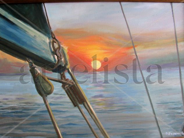 Crepúsculo I Oil Canvas Marine Painting