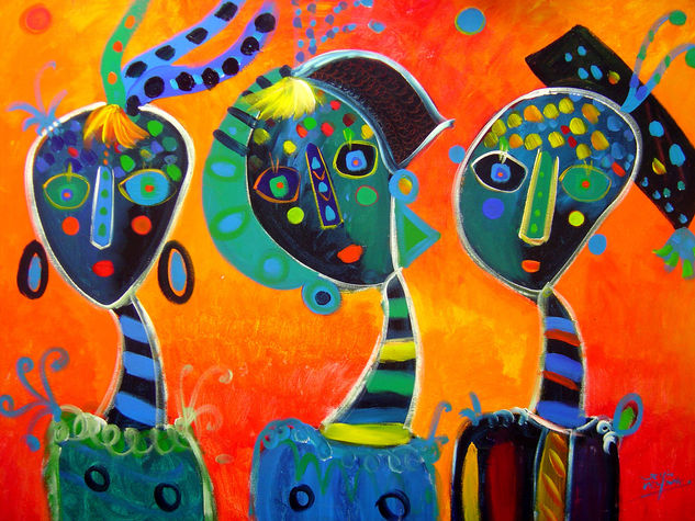 Las tres gracias. Acrylic Canvas Figure Painting