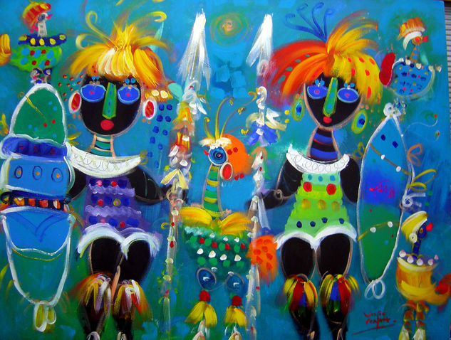 Guerreros buena onda. Acrylic Canvas Figure Painting