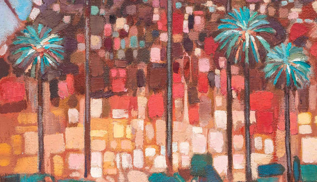 palmera canaria y risco 3 Oil Canvas Landscaping