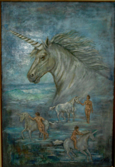 Unicornio. Oil Canvas Figure Painting