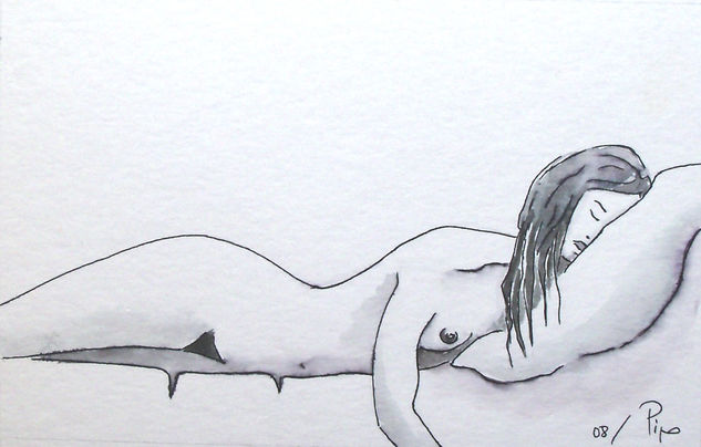 muy dormida Tinta Papel Desnudos