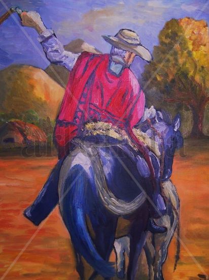 ARREANDO GANADO Oil Canvas Figure Painting