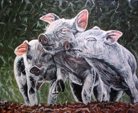 Los tres pequeños cerdos Oil Panel Animals