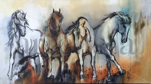 estudio de caballos Oil Canvas Animals