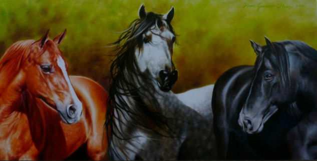 "LOS DE ANDRADE" Oil Textile Animals