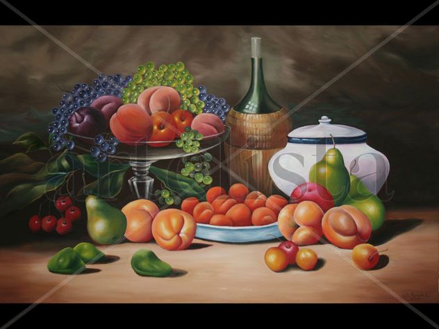 Bodegón clásico de frutas