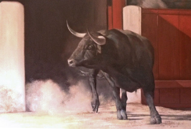 saliendo del toril Oil Canvas Animals