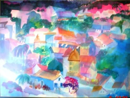 Gringo Goulch Puerto Vallarta Watercolour Card Landscaping