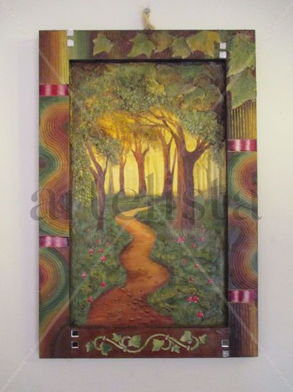 Luz en el bosque Mixed media Panel Landscaping