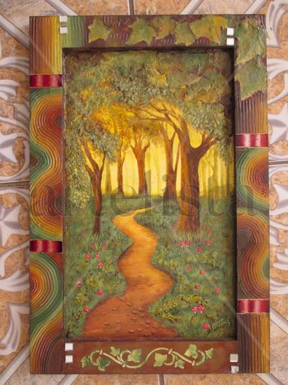 Light in the forest Mixed media Panel Landscaping