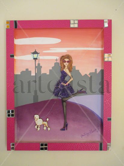 La dama del perro Acrylic Panel Figure Painting