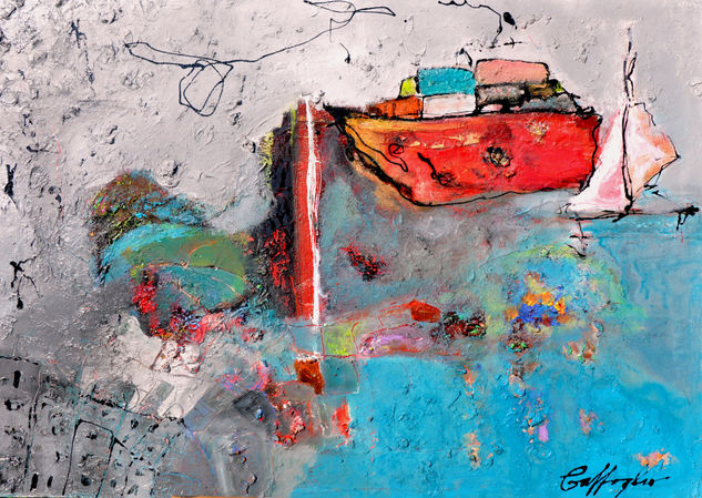 Dos lados Vendida Mixed media Panel Marine Painting