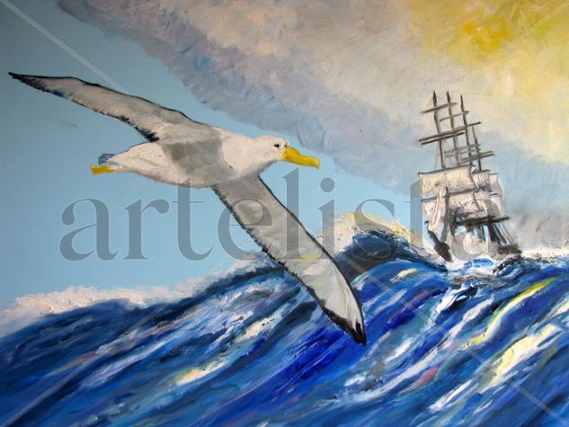 El Albatros y el Pamir Oil Canvas Marine Painting