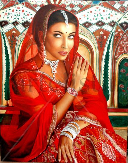 la dama de amber Oil Canvas Portrait