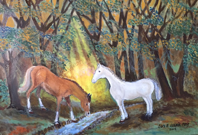 Claro en el bosque Oil Canvas Animals