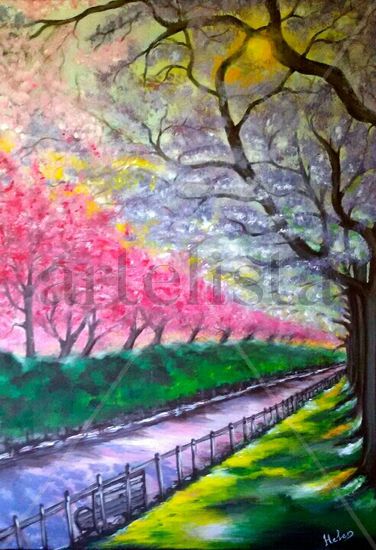 Along the parkway Acrylic Canvas Landscaping