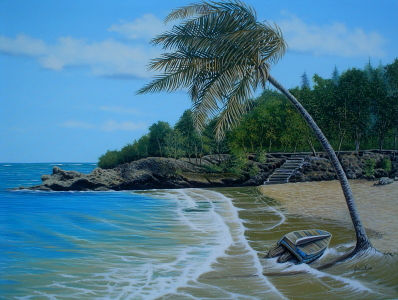 playa Maguana Oil Canvas Marine Painting