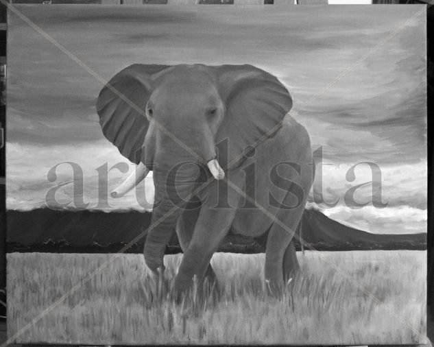 Elefante Africano Oil Canvas Animals