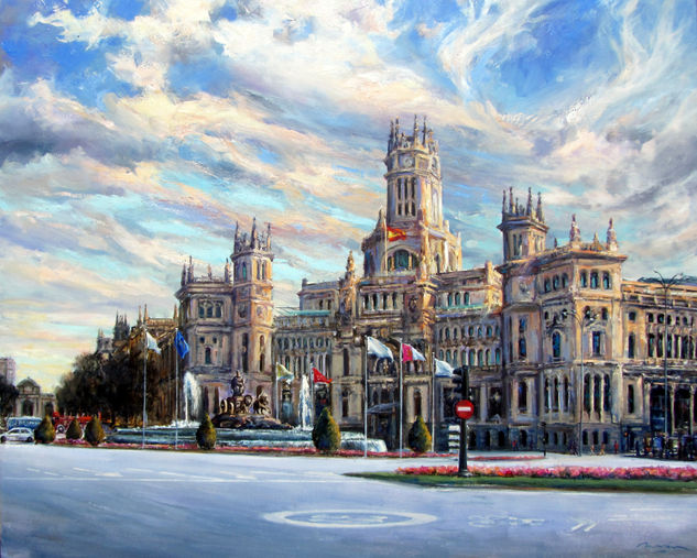 "Palacio de Cibeles" Óleo Lienzo Paisaje