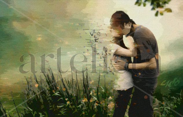 Fresco beso entre flores