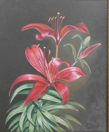 flor granate Oil Panel Floral Painting