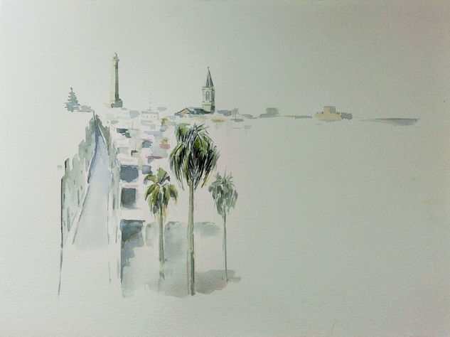 Calle larga de Chipiona. Watercolour Paper Landscaping