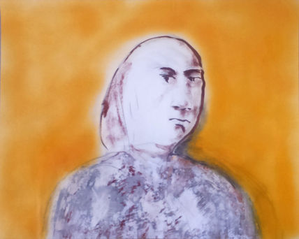 Rostro sobre amarillo
