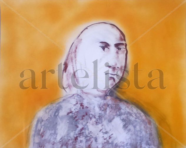 rostro sobre amarillo