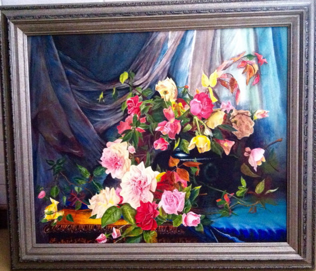 Wild Roses Oil Canvas Floral Painting