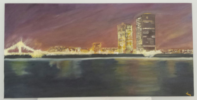 La noche de Barcelona Oil Canvas Landscaping