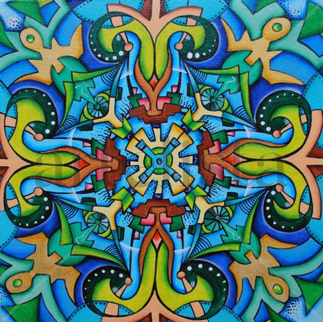 Mandala en tonos fríos