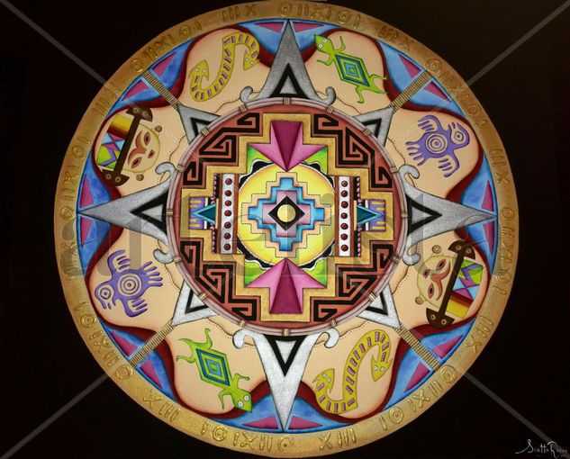 Mandala Nativo Acrílico Lienzo Otros