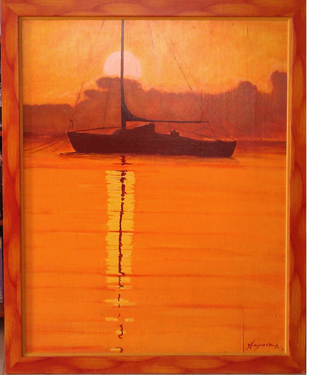Paisaje amarillo con balandro