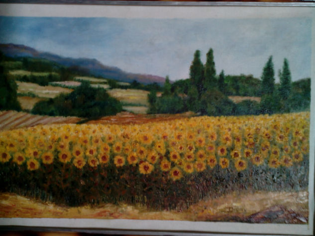 Campo de girasoles Óleo Lienzo Paisaje