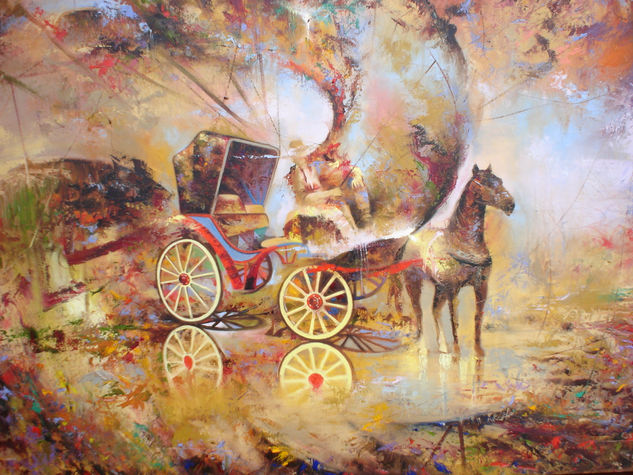 Espejismo del Coche Oil Canvas Landscaping