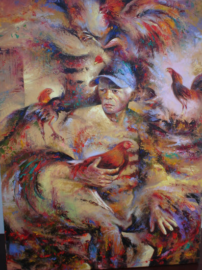 Invasión de Gallos Oil Canvas Figure Painting