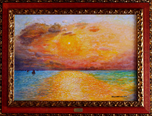 Veleros en el mar por la tarde Oil Canvas Marine Painting