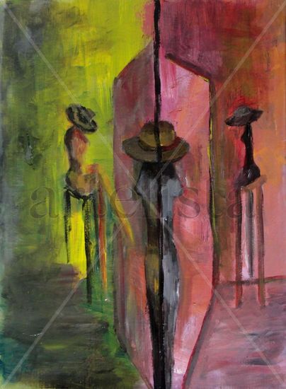 Portas em rosa Acrylic Paper Figure Painting