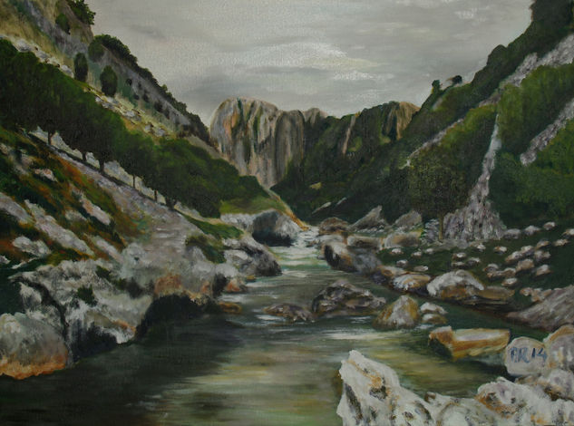 Rocas en el río Oil Canvas Landscaping