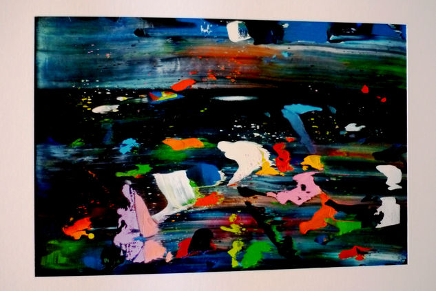 Pobres a orillas del mar. Luna menguante. Y un mar azul casi negro. Oil Paper Others