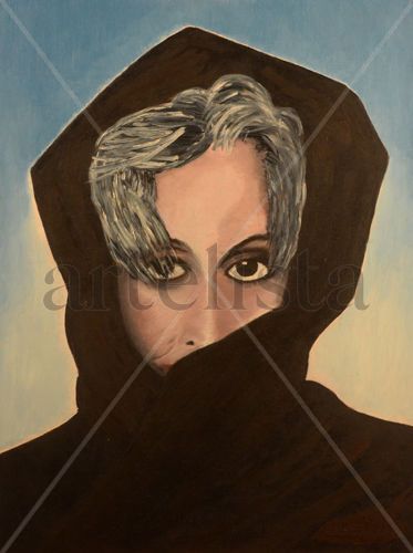 MIRADA ENIGMATICA Oil Panel Portrait