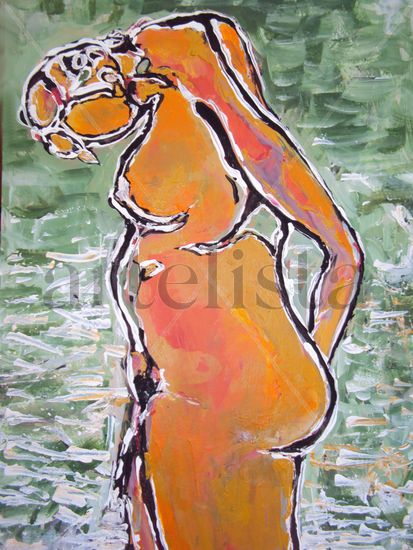 una palabra Acrylic Textile Nude Paintings