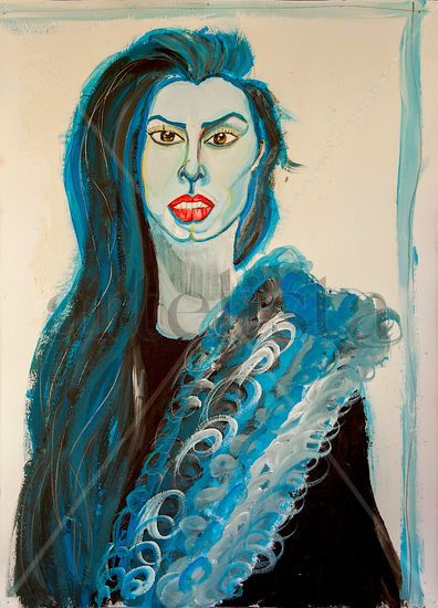 SERENA IN BLUE Media Mixta Papel Retrato