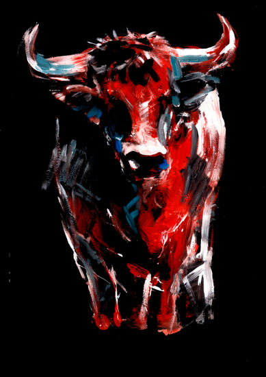 Toro (estudio en rojo) Gouache Cartulina Animales