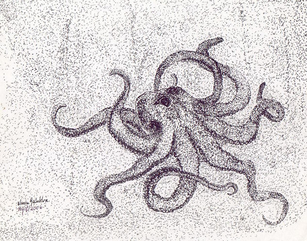 Pulpo en Puntillismo Tinta