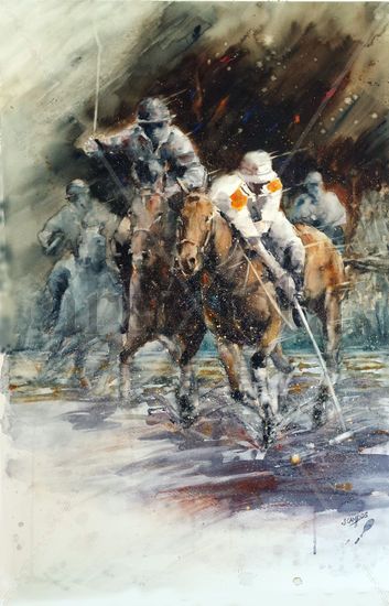 Jugadores de polo Watercolour Paper Sports