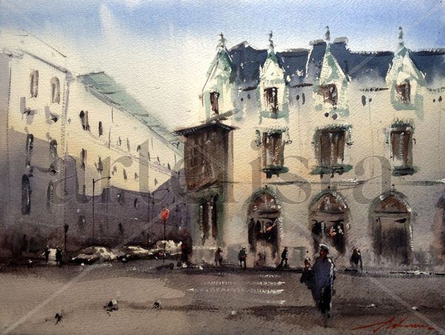 Calle Ignacio de Loyola, Santiago de Chile. Watercolour Paper Landscaping