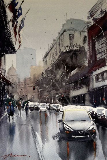 Lluvia nueva, Santiago de Chile Watercolour Paper Landscaping